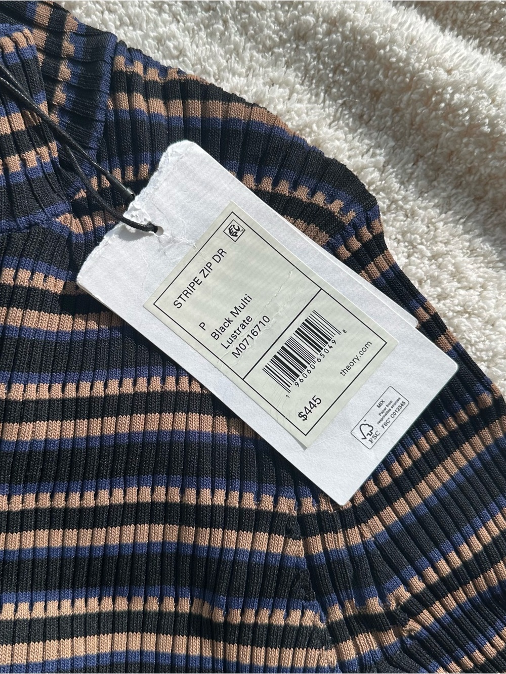 Theory Striped Mini Turtleneck Dress - Picture 3 of 3